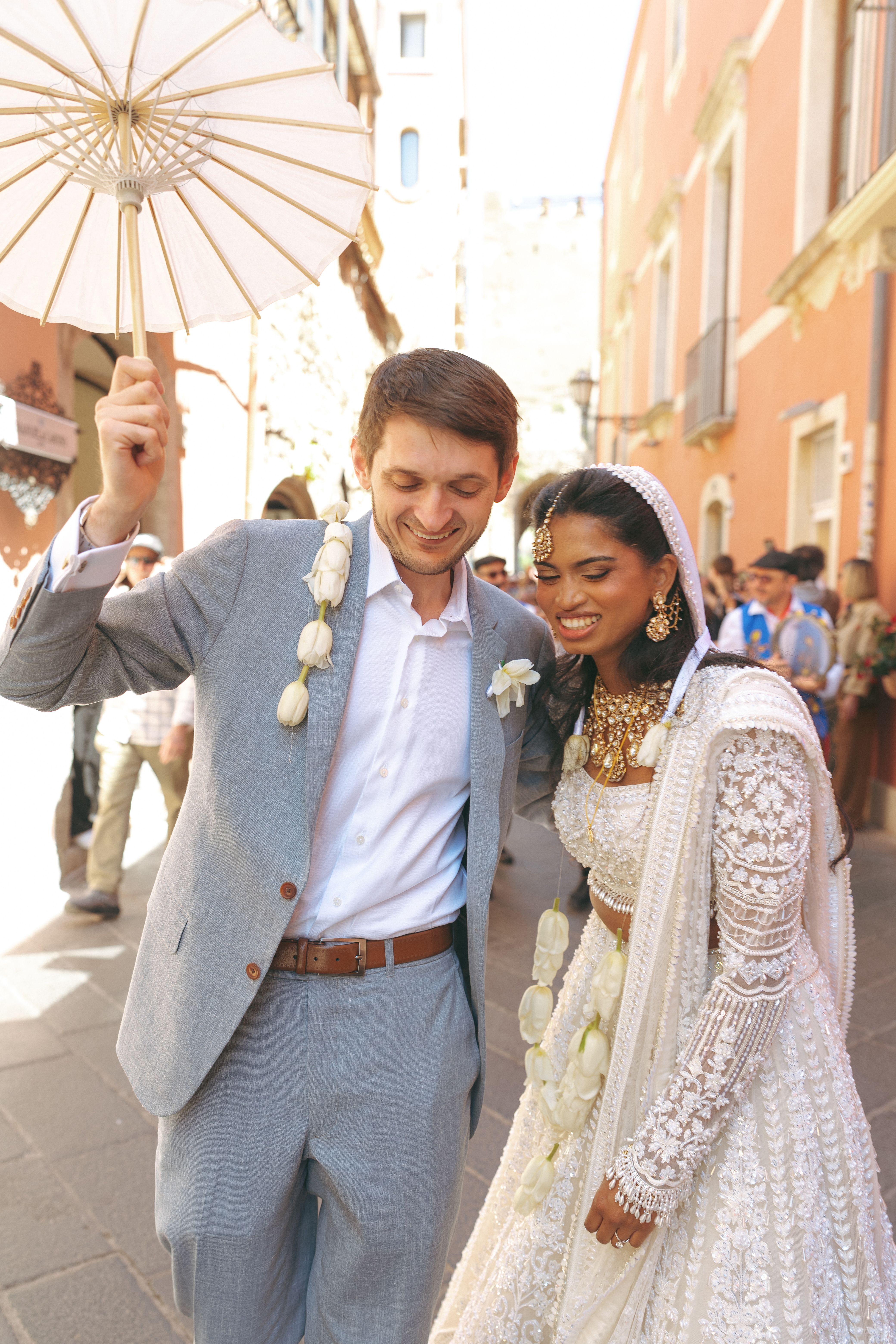 Source-feed image associated with The Bride Wore a White Lehenga for Her India-Meets-Italy Wedding in a Sicilian Baroque Church