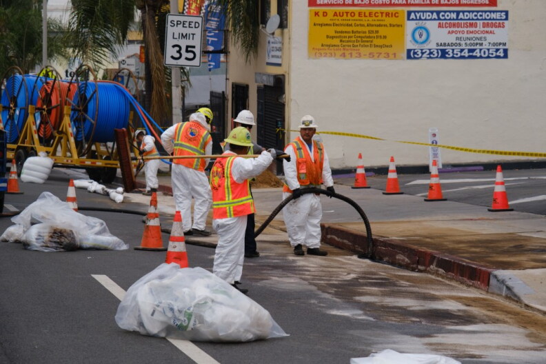 Source-feed image associated with Contaminated soil from East LA oil spill could take months to remove, county officials say