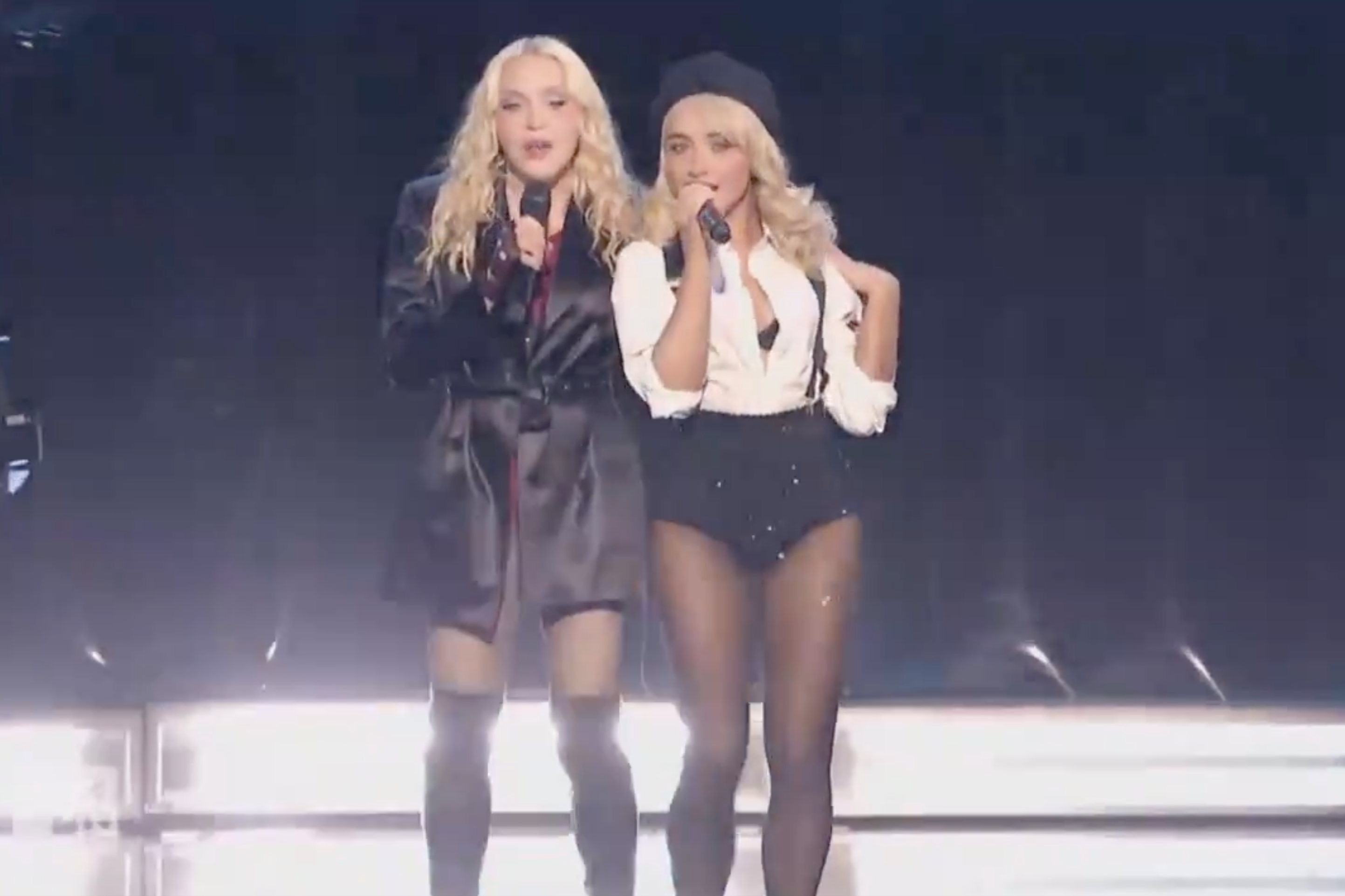 Image from linked report: Madonna Opens MTV Video Music Awards With Sabrina Carpenter and Charli xcx, Plus Sombr, Debi Mazar and More