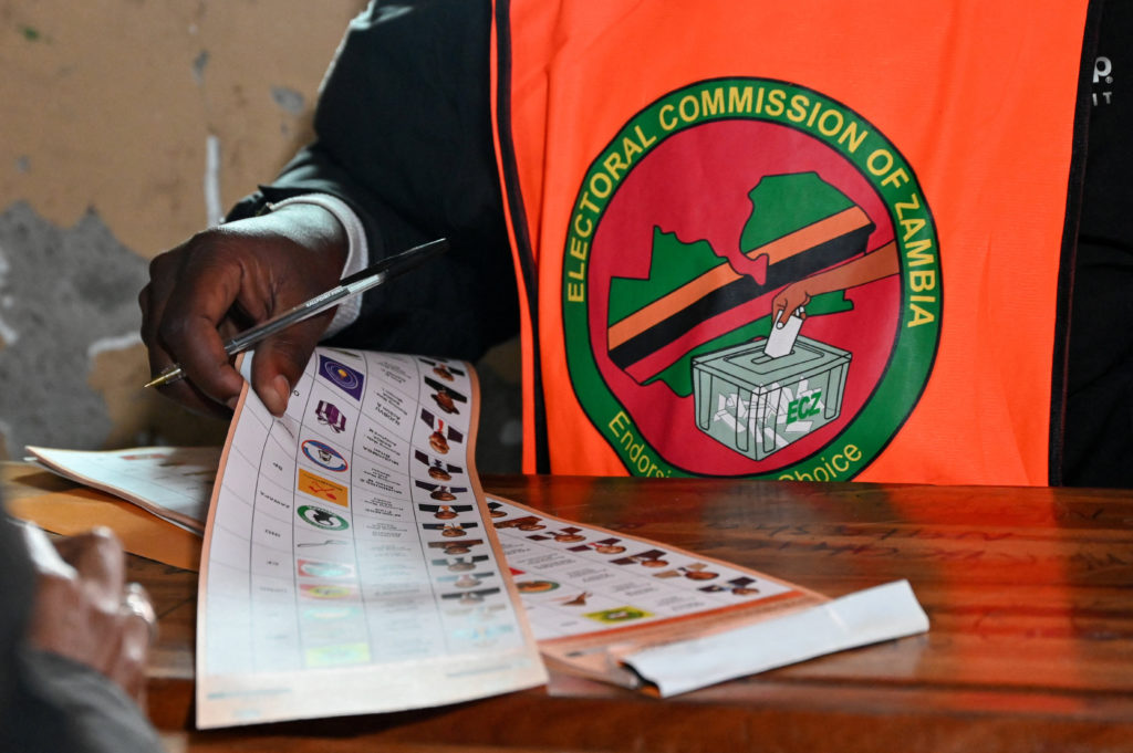 Source-feed image associated with Zambians cast ballots in a presidential election that tests incumbent's economic reforms