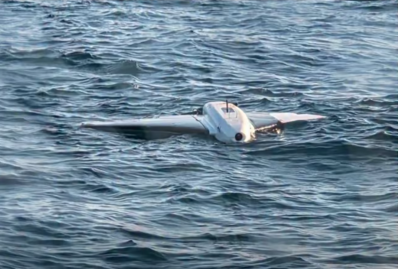Source-feed image associated with Russian drones found near vital European offshore gas site, get blown up