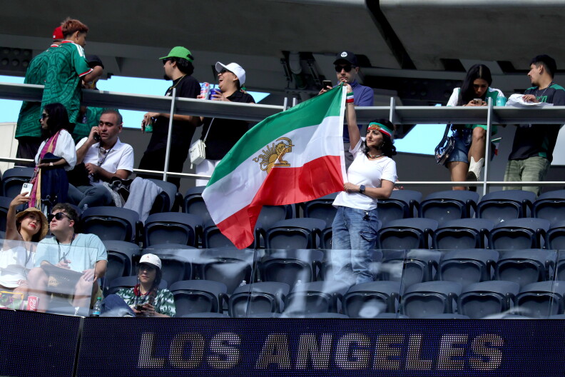 Source-feed image associated with Fans expected a flag ban at Iran’s first World Cup match in LA, but it was all over SoFi