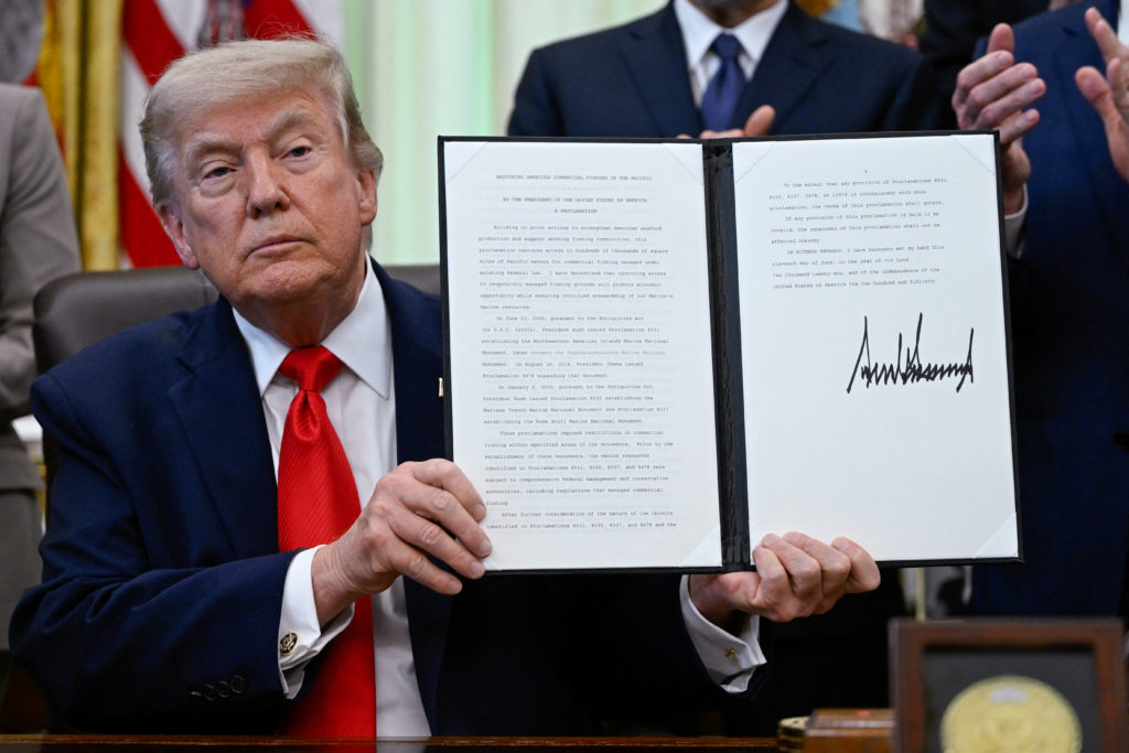 Source-feed image associated with WATCH: Trump signs proclamation opening more protected ocean areas to commercial fishing