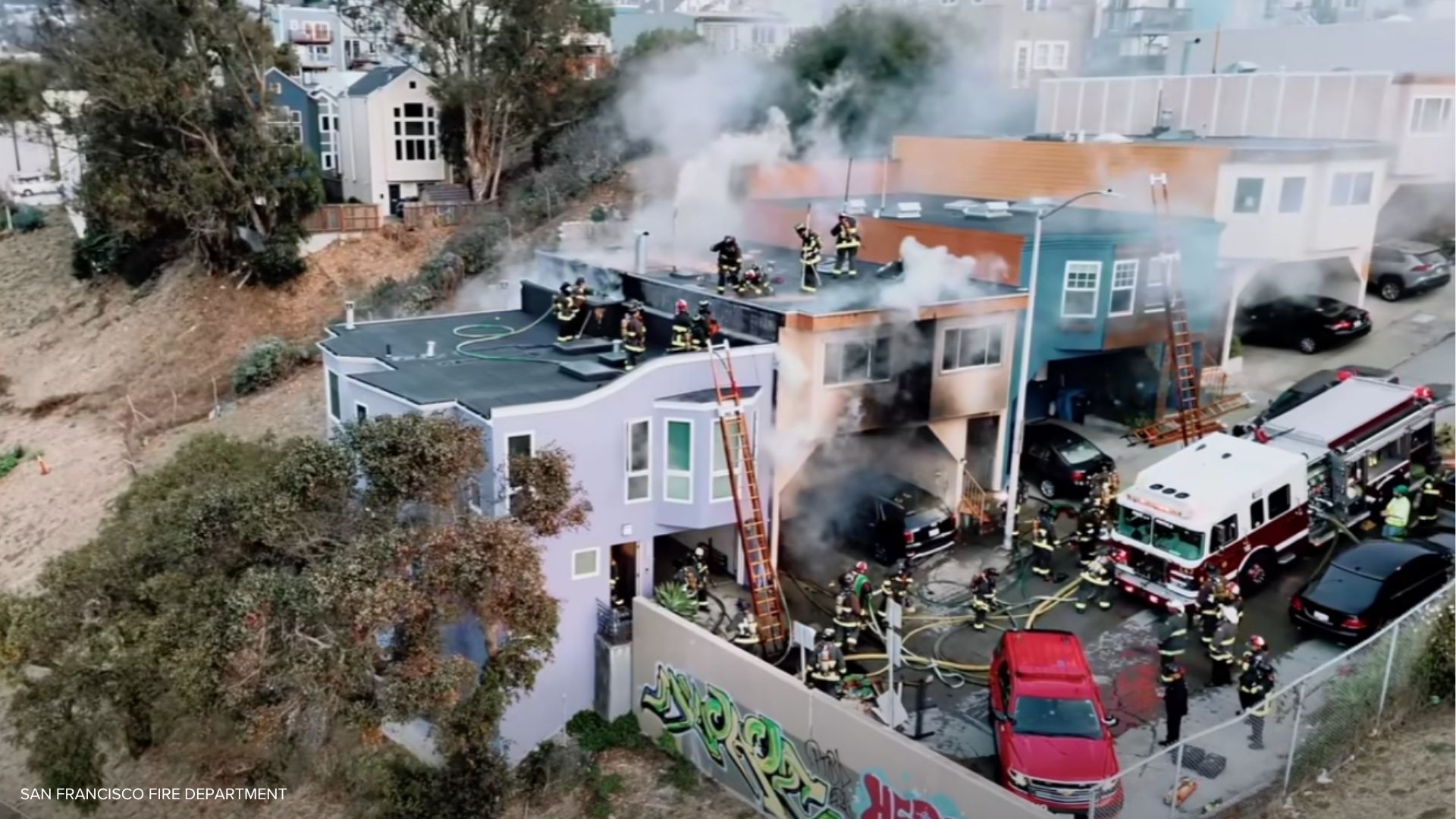 Source-feed image associated with SF family devastated after being displaced in house fire that killed cat, injured 3 firefighters