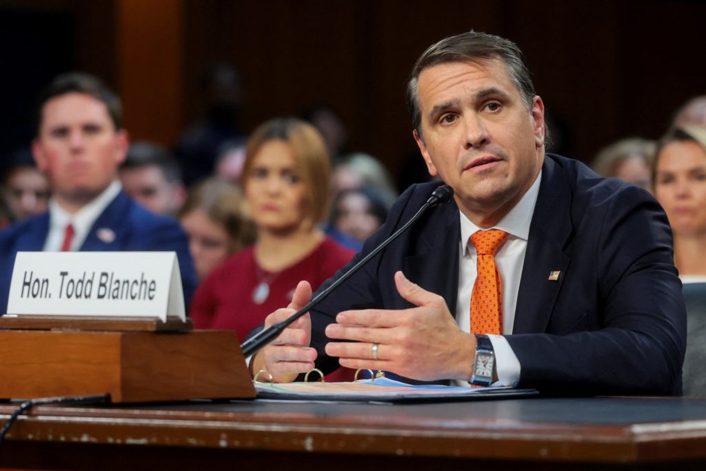 Source-feed image associated with Senators question Blanche on Trump loyalty, Jan. 6 cases and Epstein files