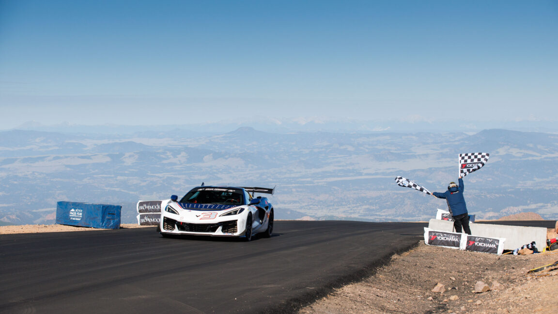 Source-feed image associated with 1,250 hp hybrid Corvette shatters the Pikes Peak production record