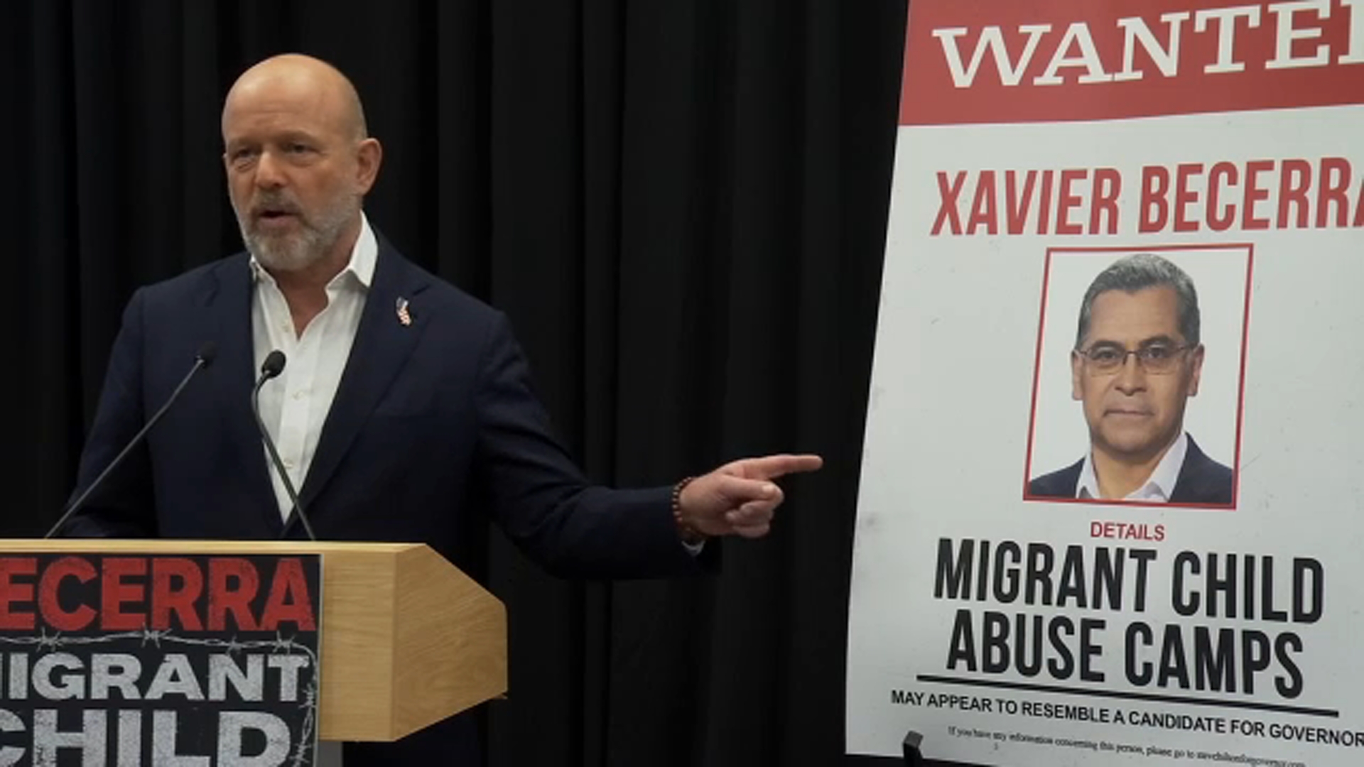 Source-feed image associated with CA gubernatorial candidate Steve Hilton accuses Xavier Becerra of putting migrant children at risk