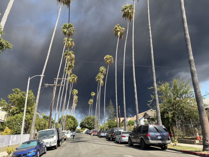 Source-feed image associated with Massive fire breaks out at Boyle Heights commercial building, LAFD orders shelter in place