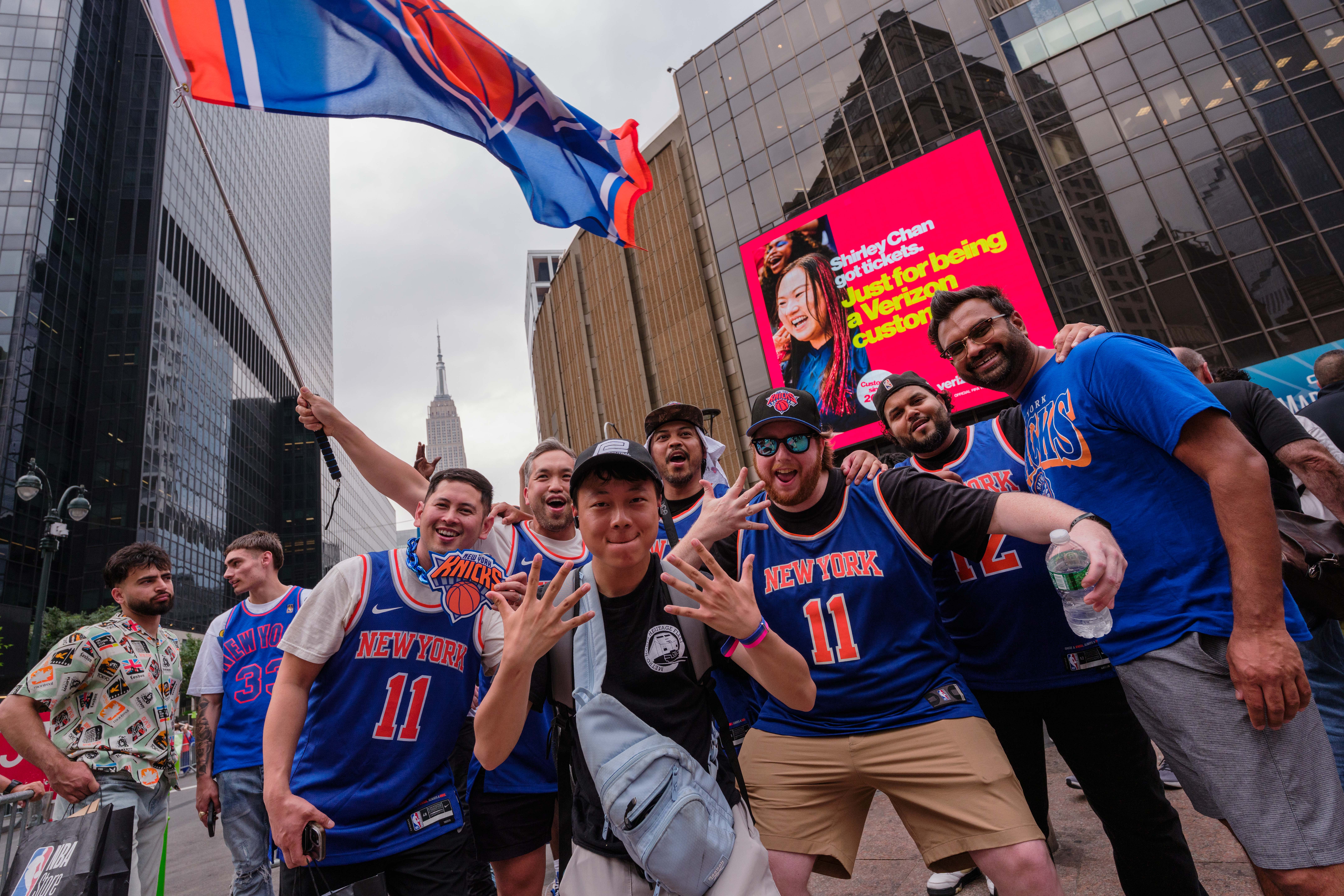 Source-feed image associated with Knicks Fans Think Trump Cursed the Team. So They Burned Sage and Protested the Barricades Outside MSG