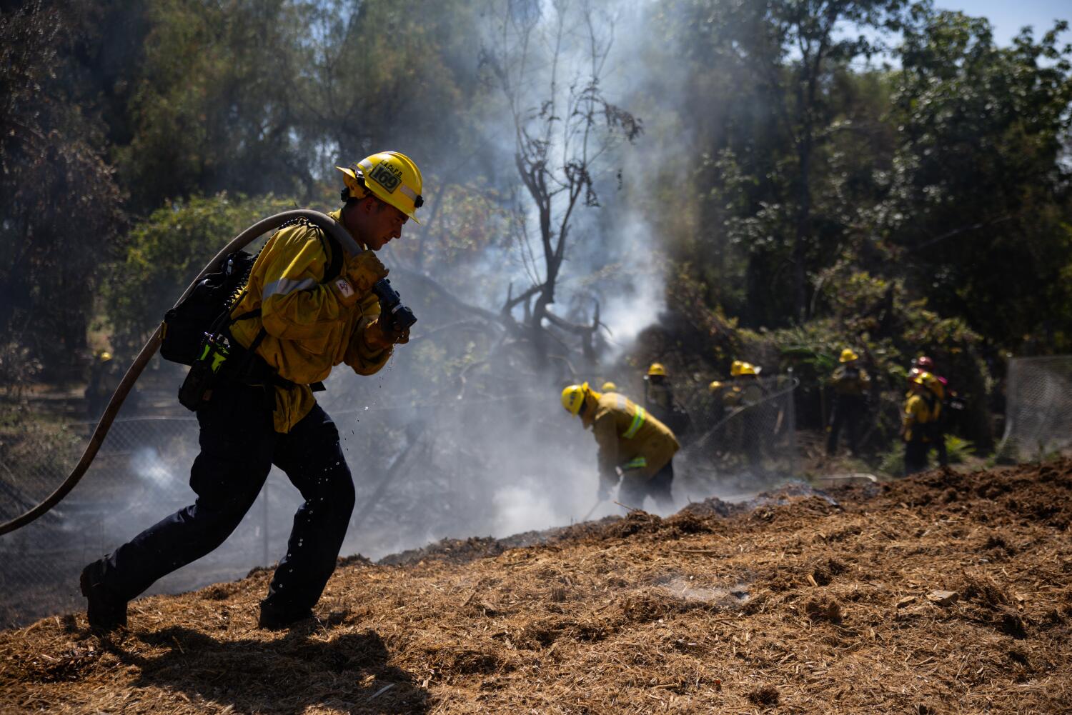 Source-feed image associated with Firefighters battle blaze at South El Monte shooting range
