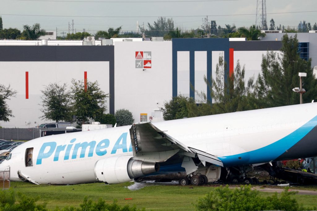 Source-feed image associated with What went wrong before an Amazon cargo jet barreled off the runway in Miami