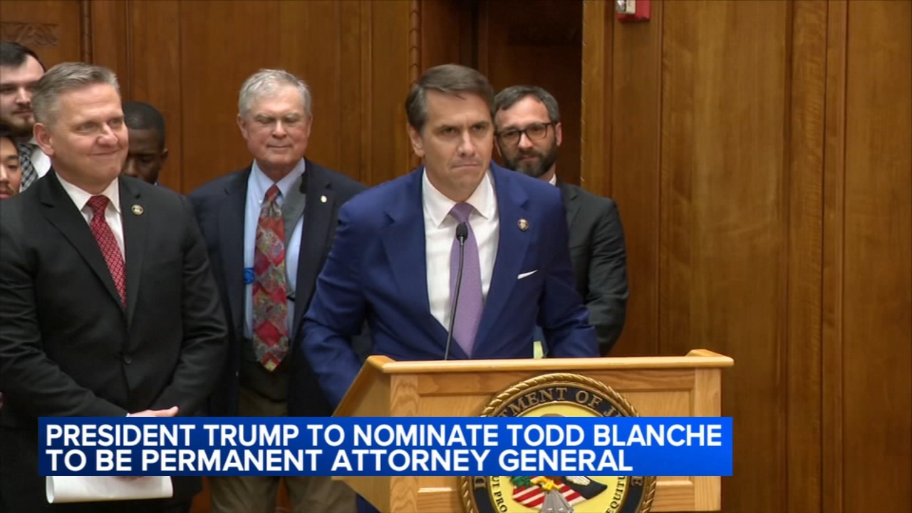 Source-feed image associated with President Trump says he will nominate Todd Blanche to serve as attorney general