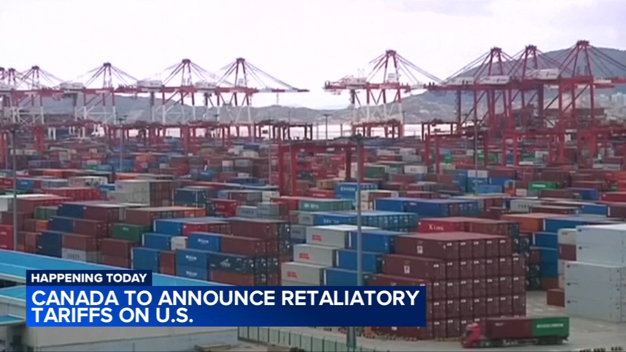 Source-feed image associated with Canada to announce retaliatory tariffs as Trump tells its leaders to ‘fall in line’