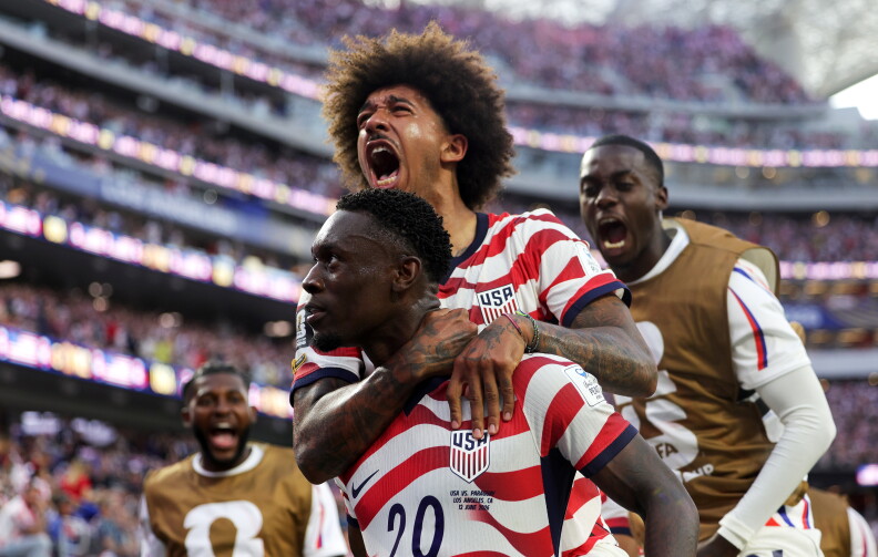 Source-feed image associated with The US dazzles in its World Cup opener in LA, dominating Paraguay 4-1