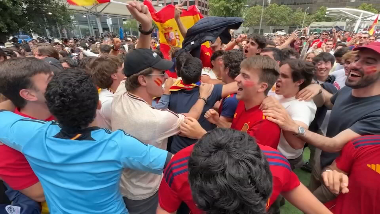 Source-feed image associated with Bay Area fans celebrate as Spain wins World Cup title in overtime thriller