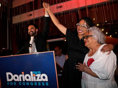 Source-feed image associated with New York leads four-state primary elections, in photos