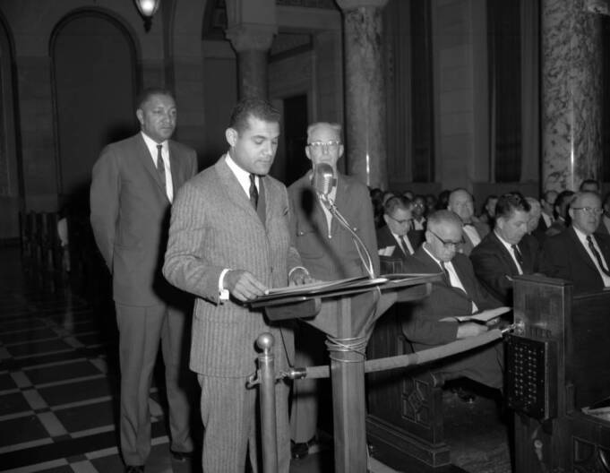 Source-feed image associated with Billy G. Mills, one of LA's first Black City Council members, has died