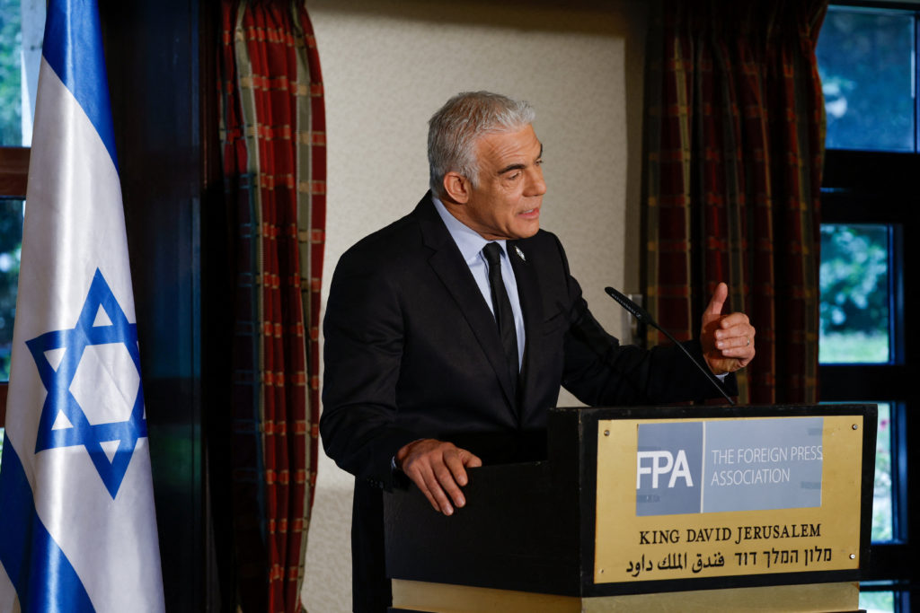 Source-feed image associated with Israeli opposition leader Lapid says Trump's emerging deal with Iran is 'bad for the region'