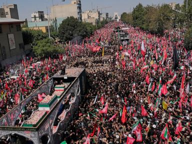 Source-feed image associated with Mourners throng funeral procession in Tehran for Iran's Supreme Leader Ayatollah Ali Khamenei