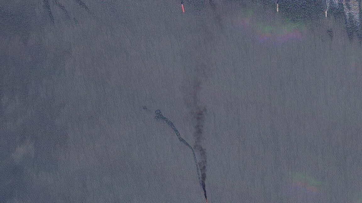 Source-feed image associated with Ukrainian drone strikes forced Russia to stop shipping in vital sea corridor