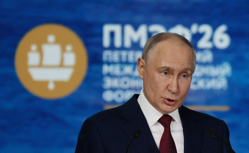 Source-feed image associated with Putin rejects Zelenskyy's offer to meet, saying he sees 'no point' in it