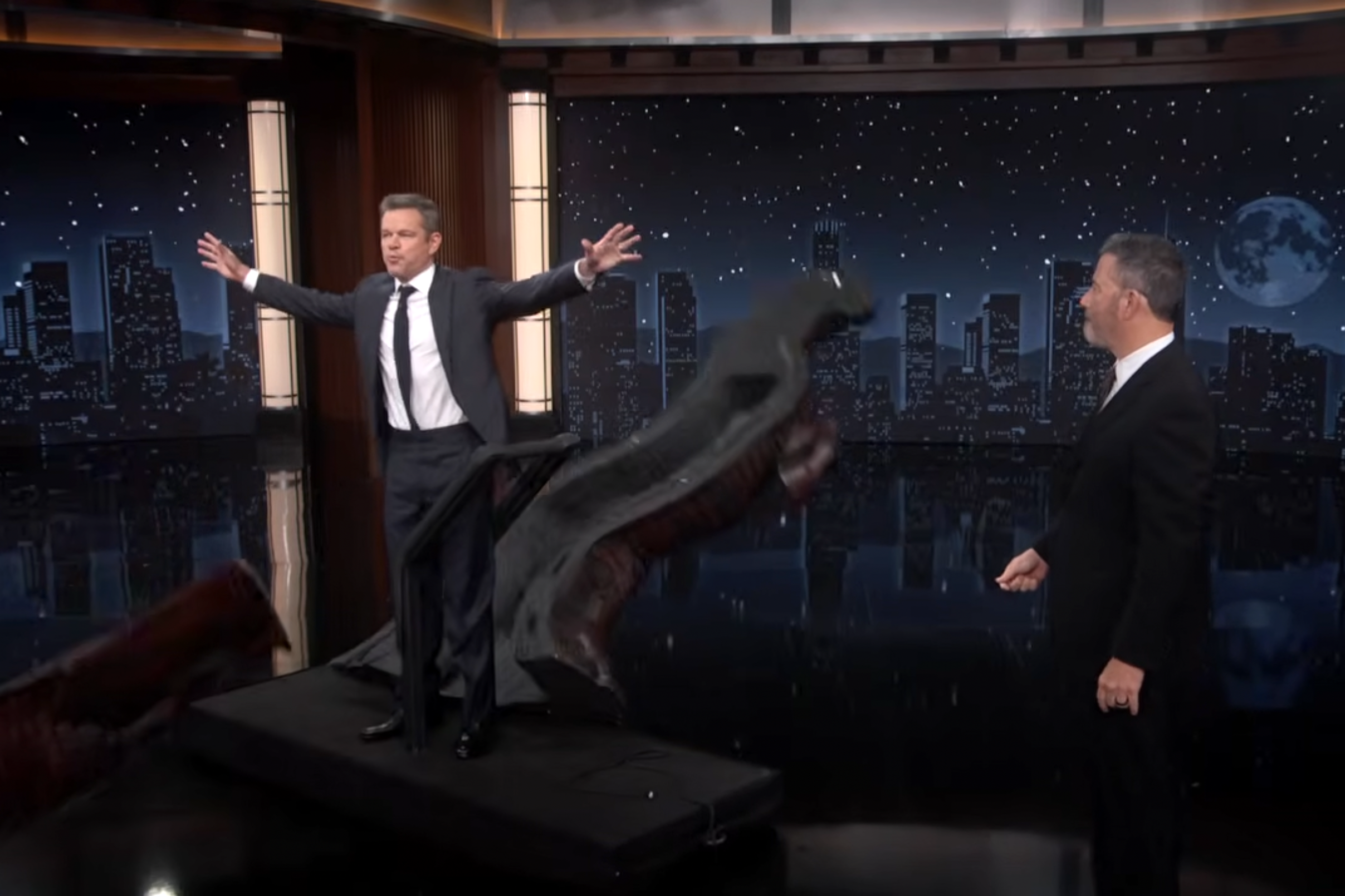 Source-feed image associated with Matt Damon Crashes ‘Jimmy Kimmel Live!’ in a Trojan Horse to Troll Him: ‘I Did It!’