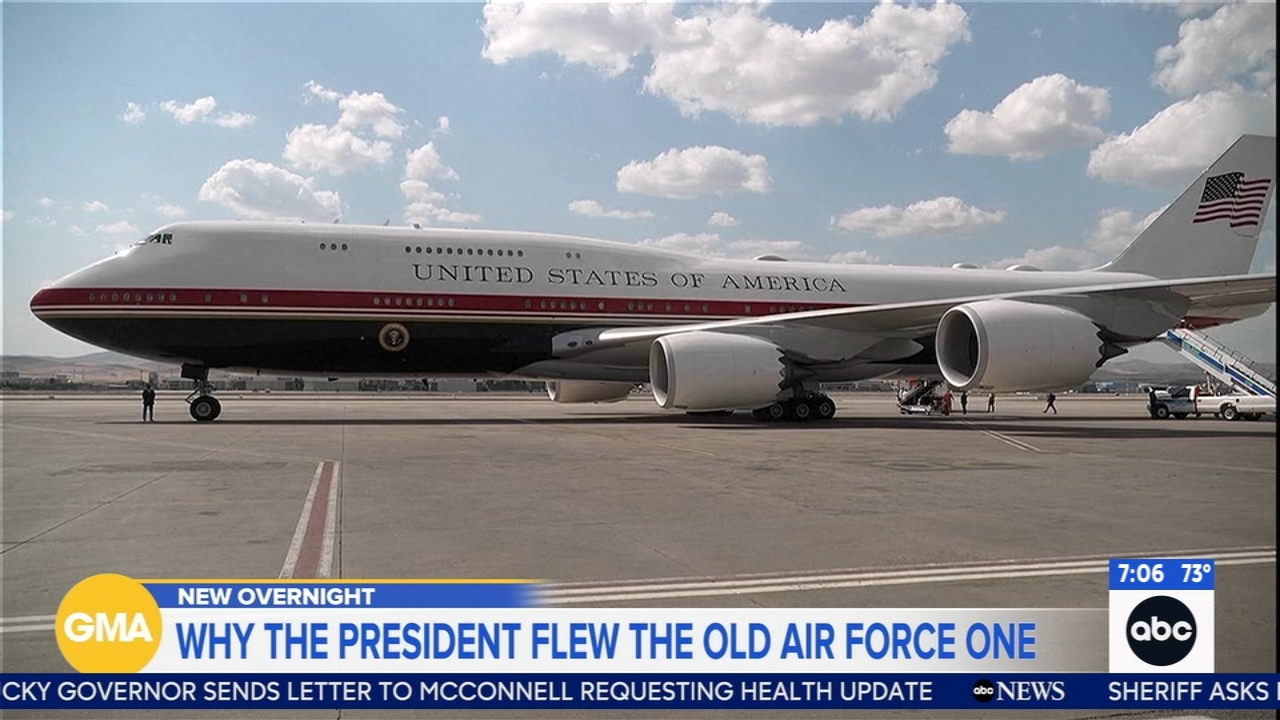 Source-feed image associated with Secret Service urged Trump to depart Turkey on old Air Force One as a security precaution, sources say
