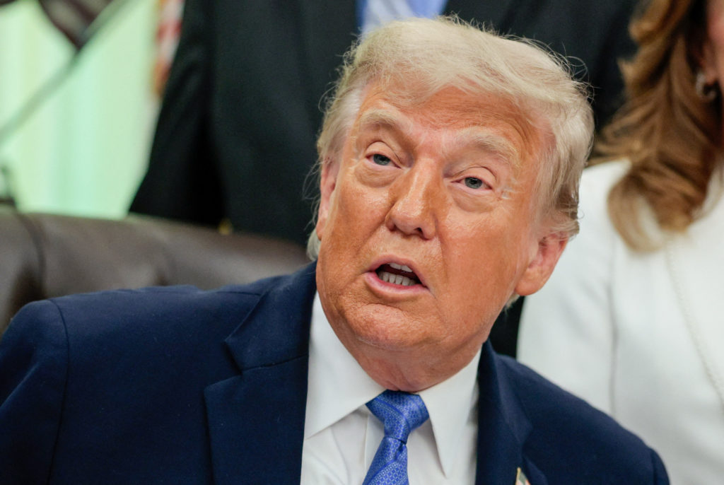 Source-feed image associated with WATCH: 'He's a thug,' Trump says of Maine Senate candidate Graham Platner
