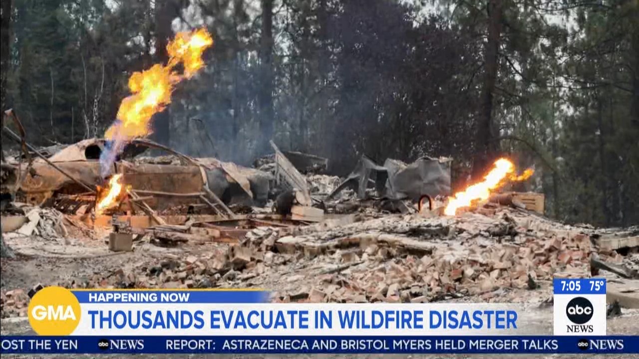 Source-feed image associated with Washington state fires destroy hundreds of buildings and force Spokane-area residents to evacuate