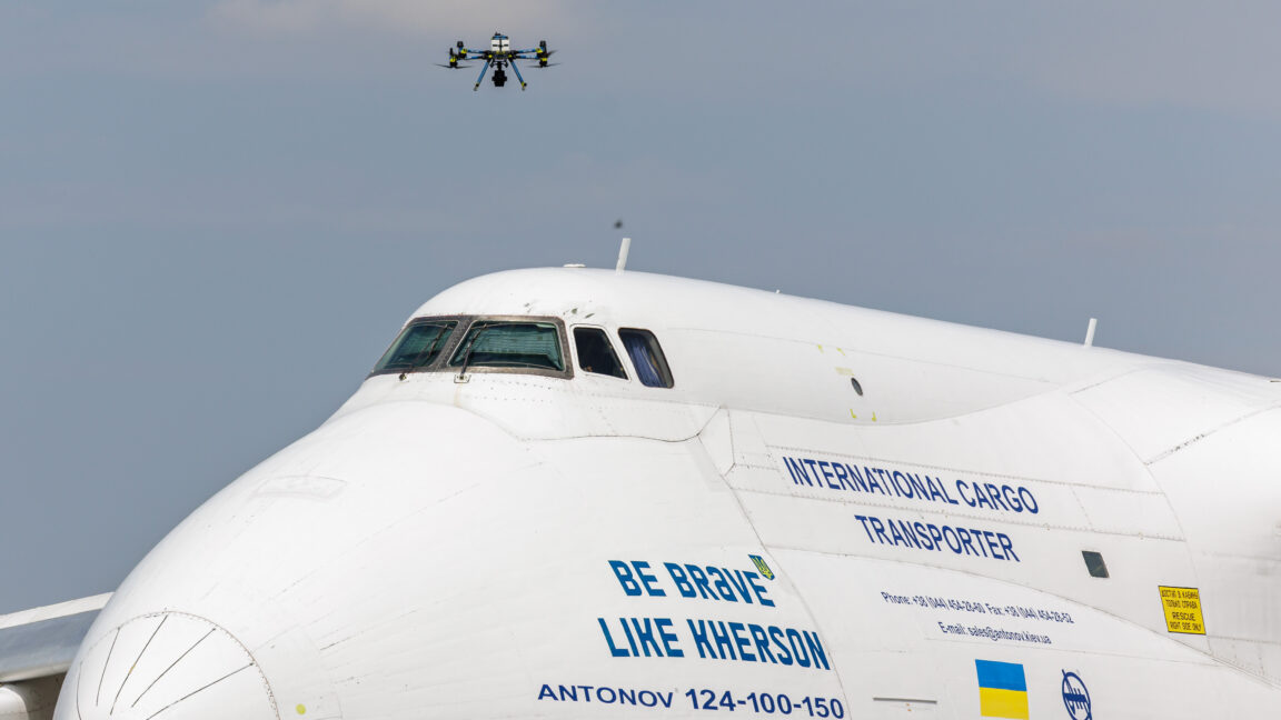 Source-feed image associated with Explosive drone found hovering near Ukrainian cargo aircraft at German airport