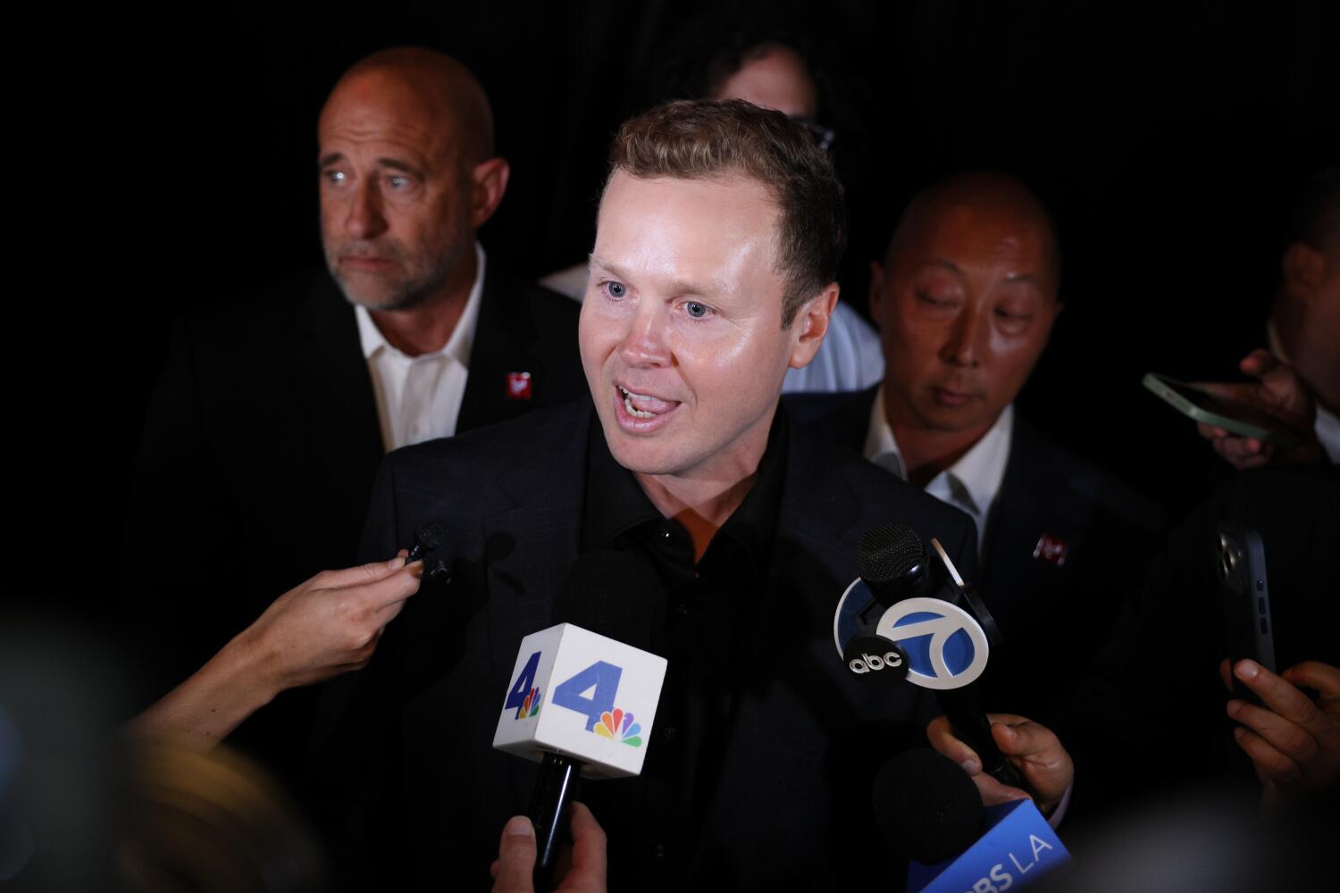 Source-feed image associated with Spencer Pratt appears to concede election in aggressive video threatening Bass and Raman