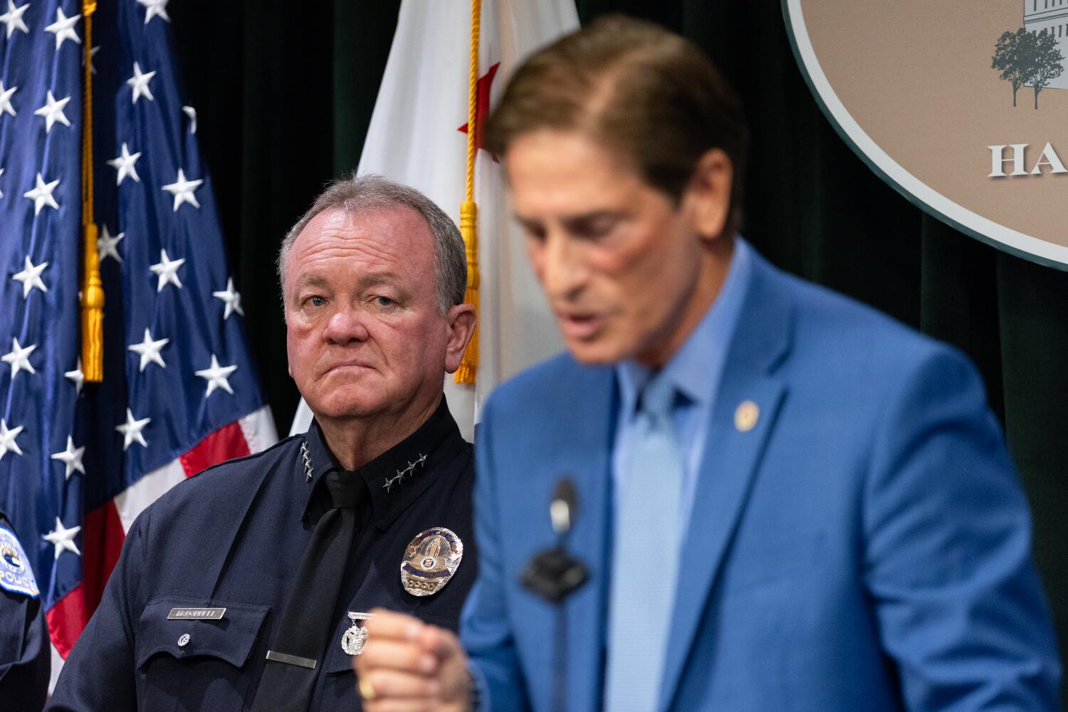 Source-feed image associated with D.A. faces backlash after charging LAPD officer who recorded colleagues' racist remarks