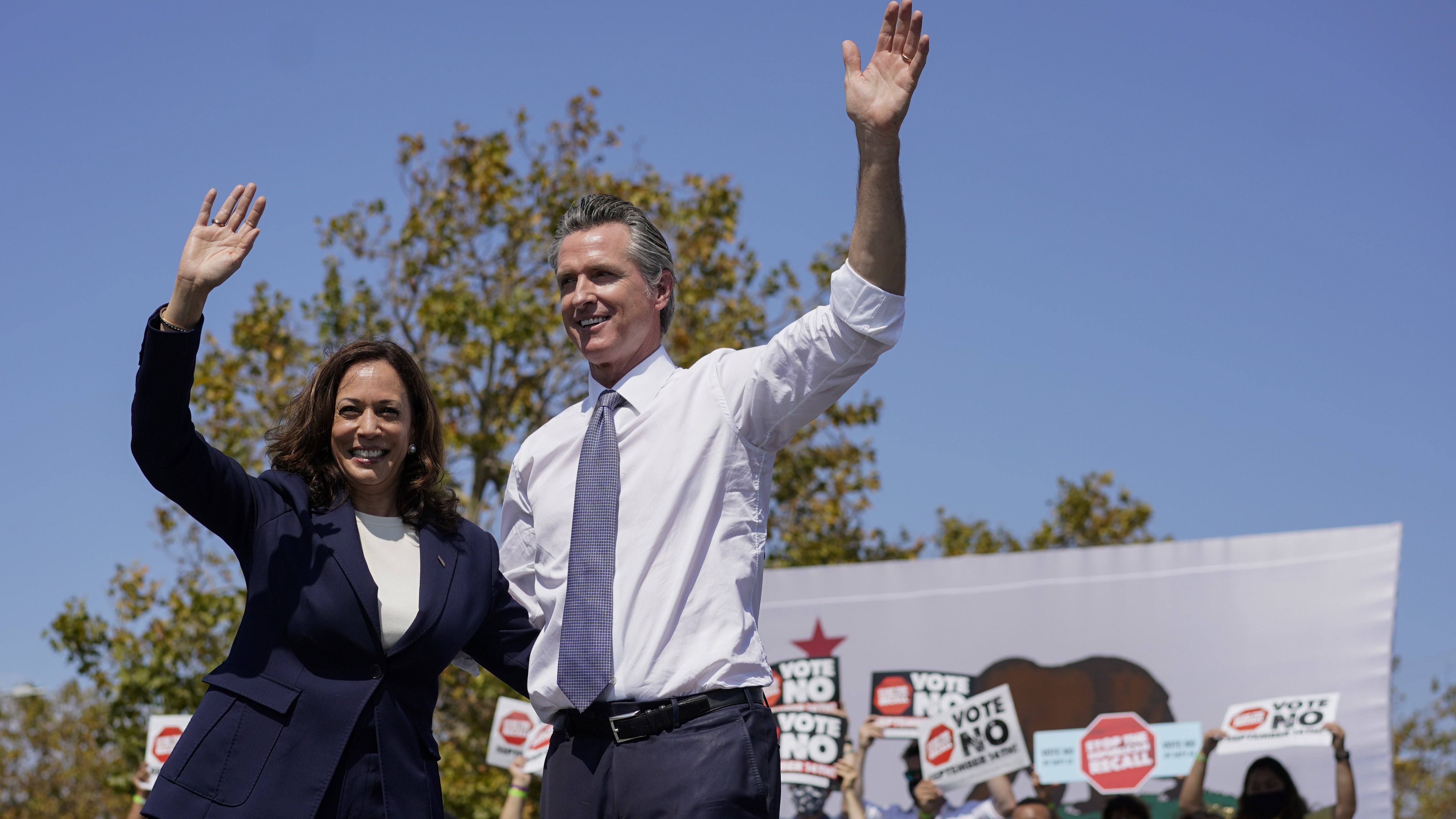 Source-feed image associated with Newsom says he won't run for president if Kamala Harris runs in 2028
