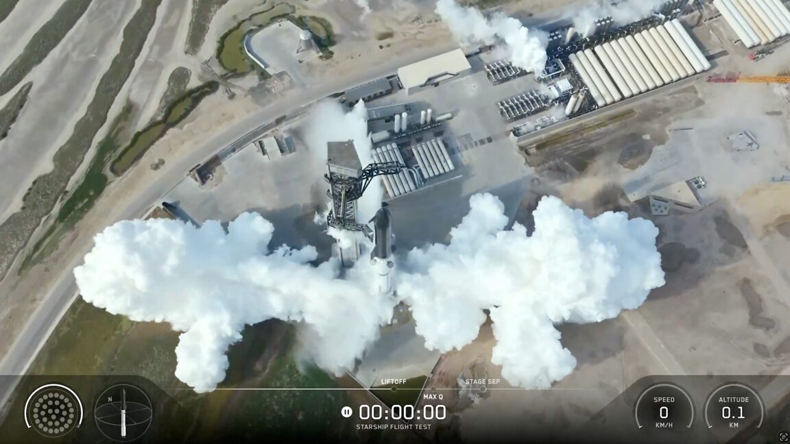 Source-feed image associated with SpaceX scrubs Starship launch after some of its engines didn't start