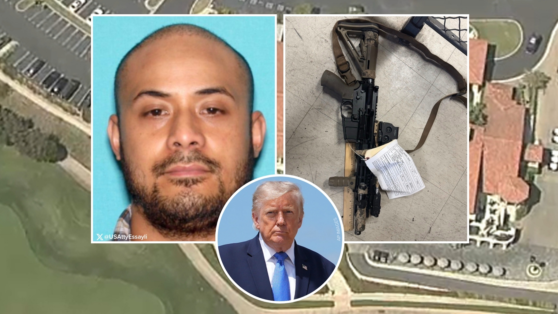 Source-feed image associated with Man arrested near Trump LA golf course identified as Marine veteran