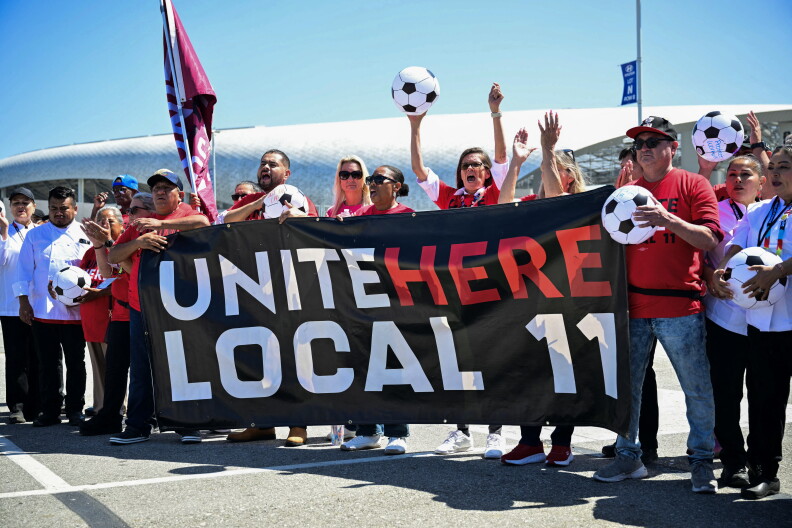 Source-feed image associated with SoFi Stadium workers reach tentative labor deal, averting World Cup strike