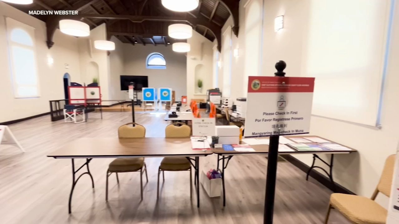 Source-feed image associated with San Mateo County voter says she arrived to an empty voting center Sunday