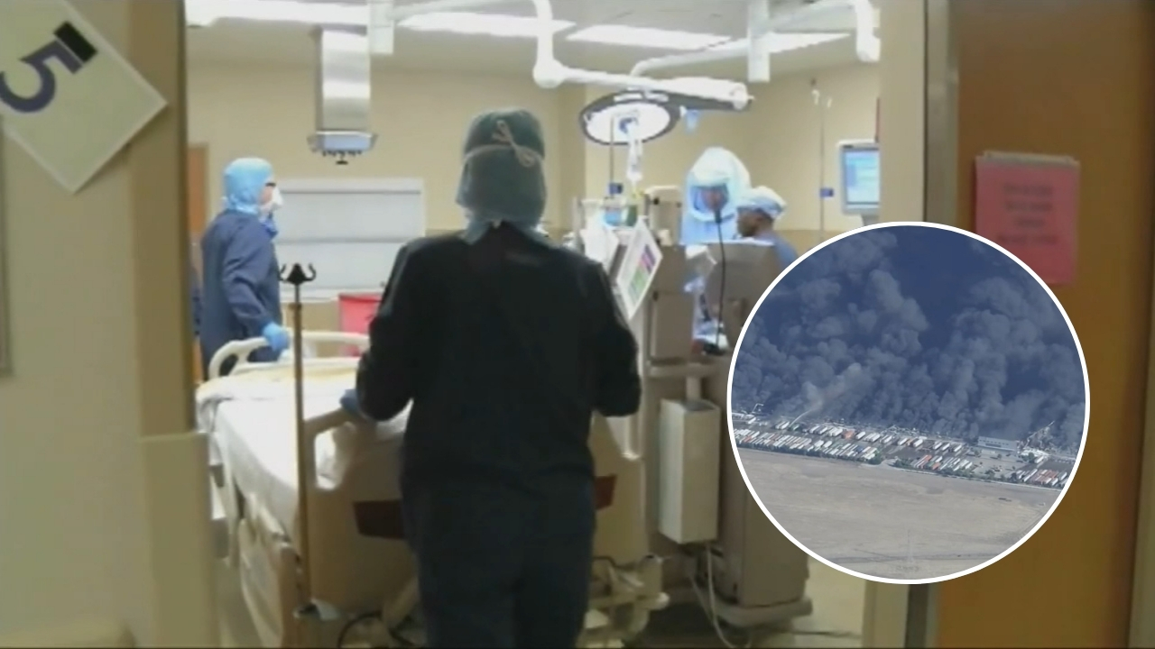 Source-feed image associated with Bay Area hospitals brace for delays after massive Tracy medical supply warehouse fire