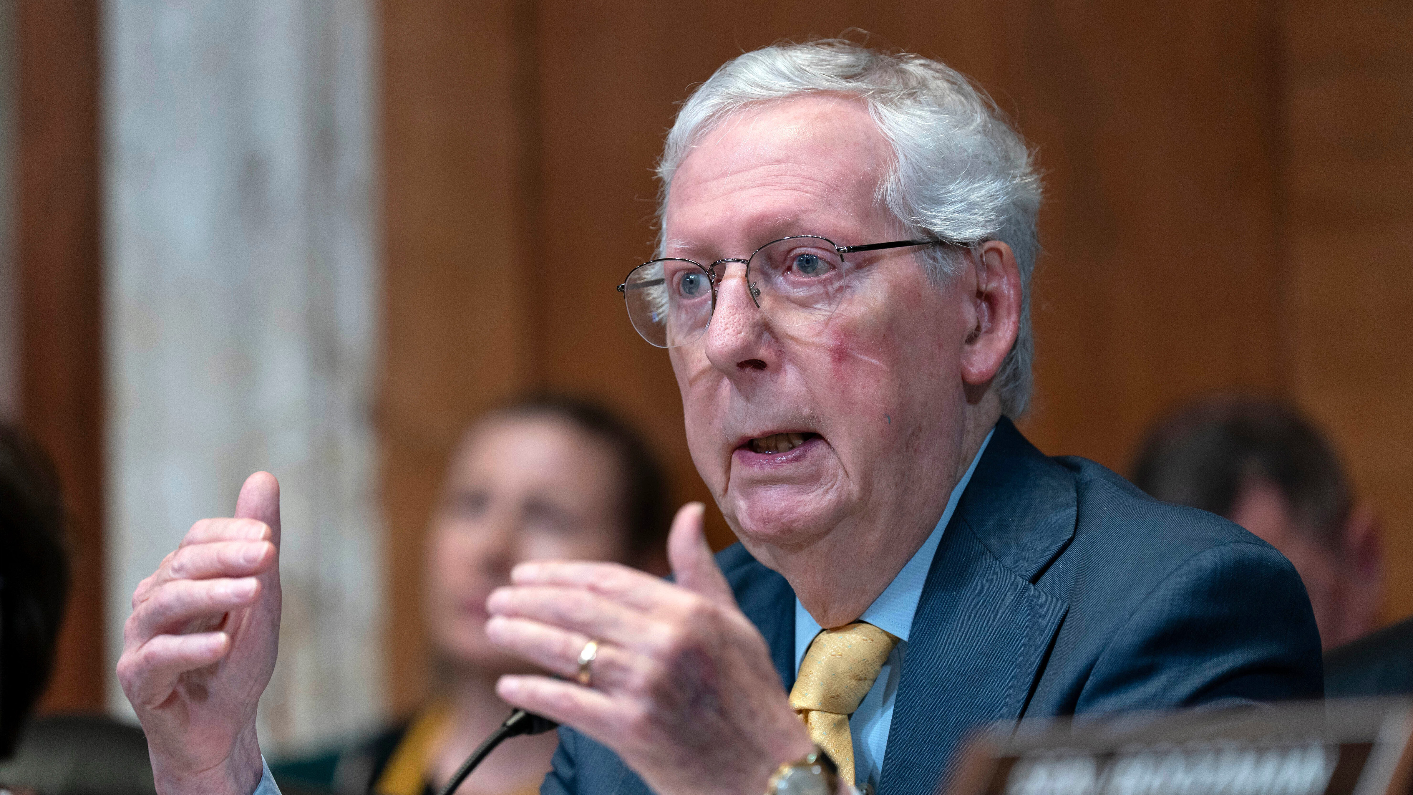 Source-feed image associated with Republican Sen. Mitch McConnell discharged from rehab facility