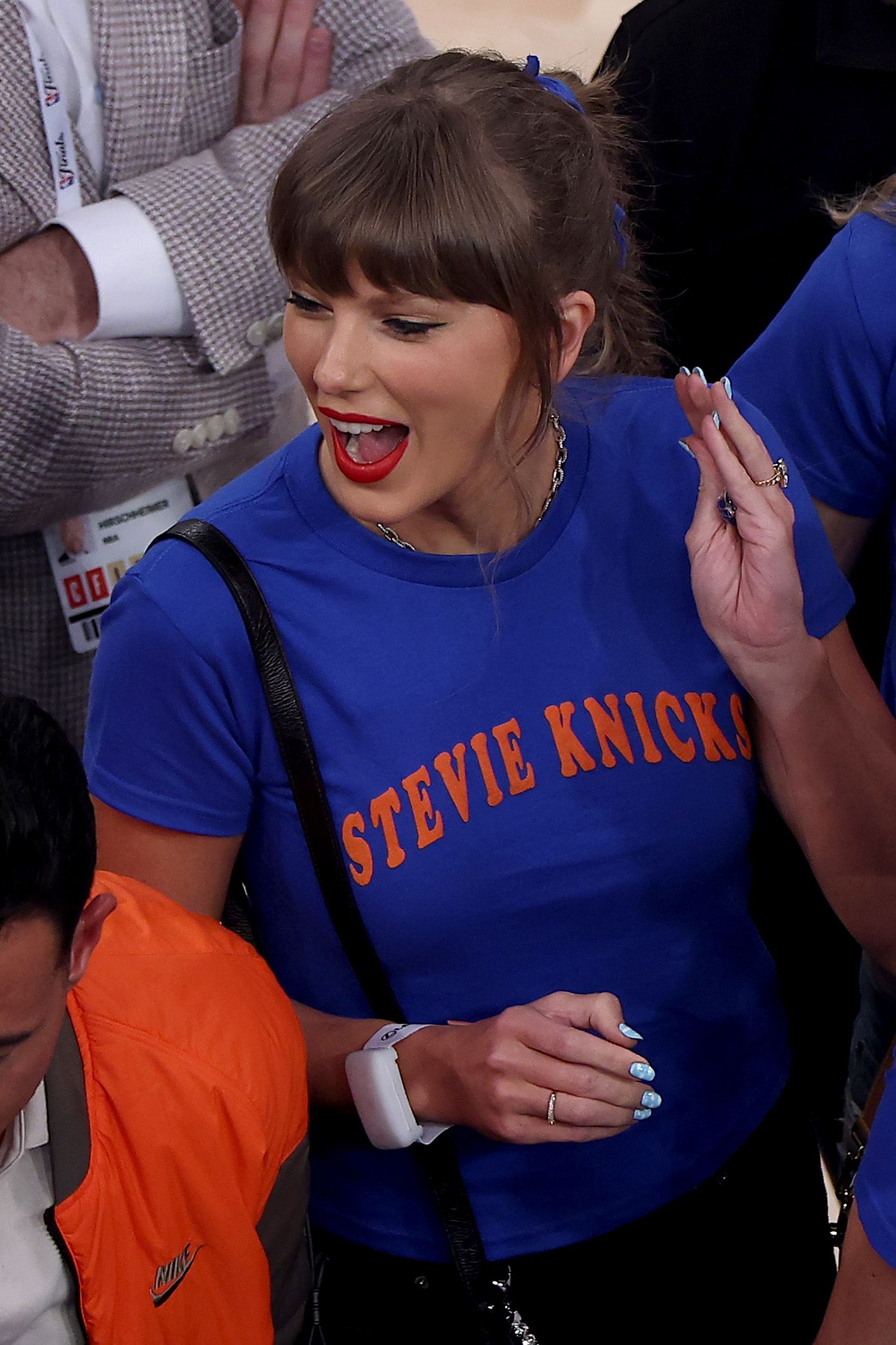 Source-feed image associated with Exclusive: Alana Haim on Custom-Making Taylor Swift’s ‘Stevie Knicks’ Shirt for the NBA Finals