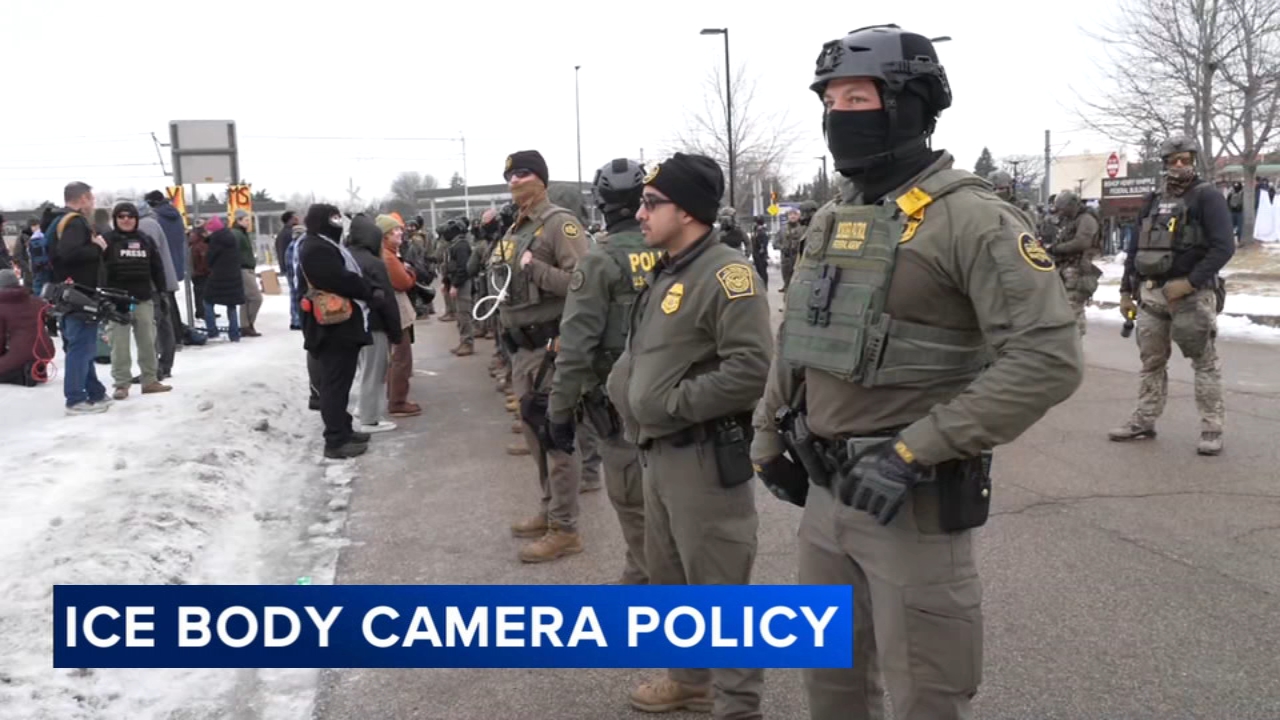 Source-feed image associated with ICE says it expects to equip every field officer with body cameras by the end of August