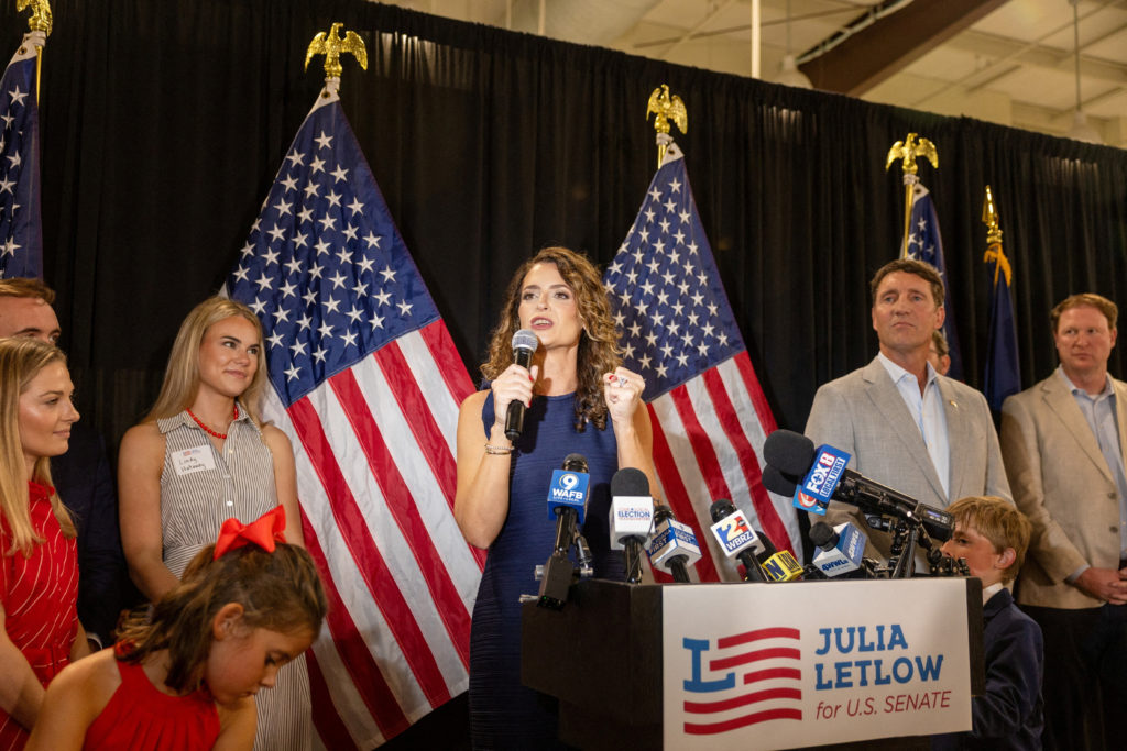 Source-feed image associated with U.S. Rep. Julia Letlow, endorsed by Trump, wins the GOP primary for Senate in Louisiana