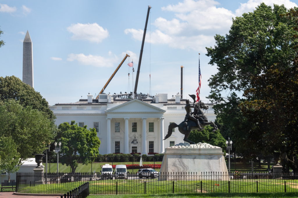 Source-feed image associated with Trump appointees advance plans for Lafayette Square fencing and White House gates