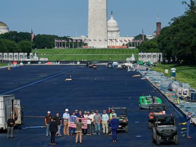 Source-feed image associated with Trump says Reflecting Pool work is done and it's set to be filled with water