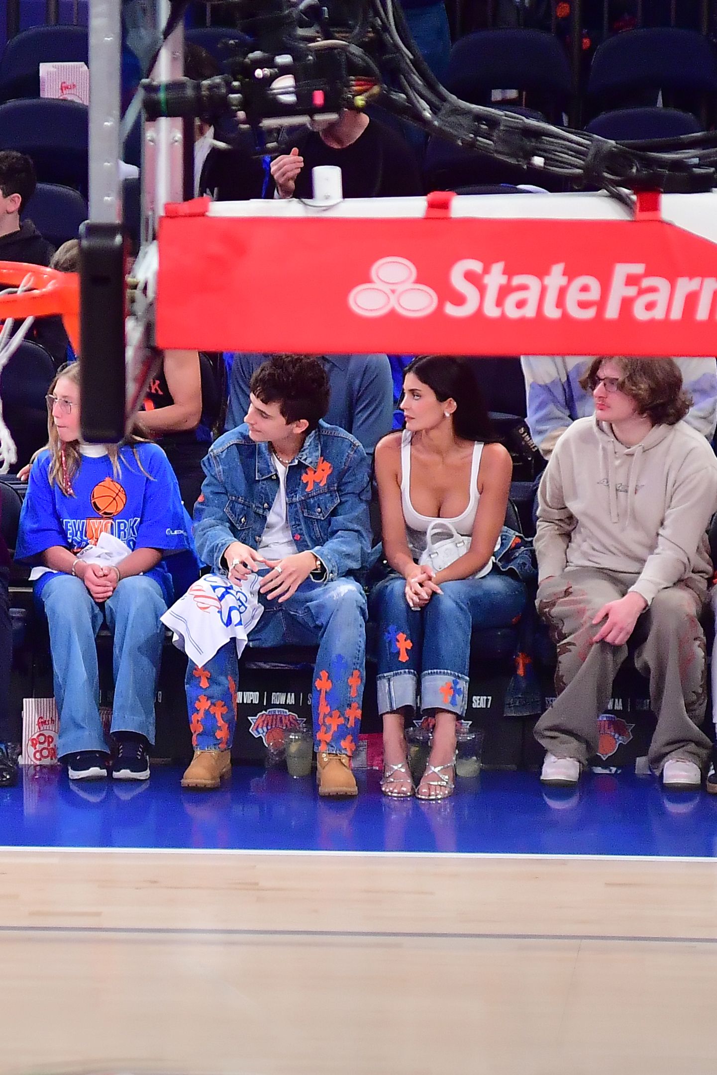 Source-feed image associated with Kylie Jenner and Timothée Chalamet Are Love’s Young (Denim) Dream for the Knicks