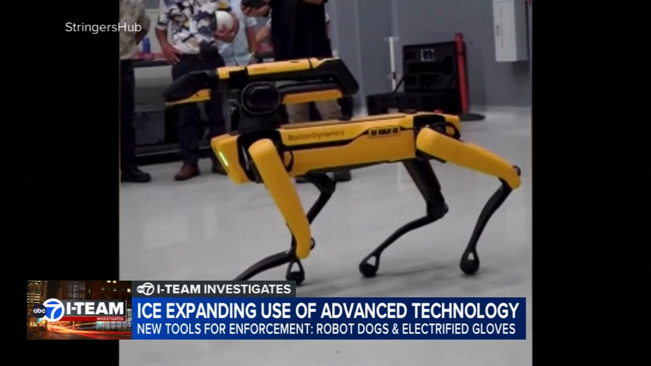 Source-feed image associated with ICE plans to use robot dogs, electrified gloves, social media tracking for immigration enforcement