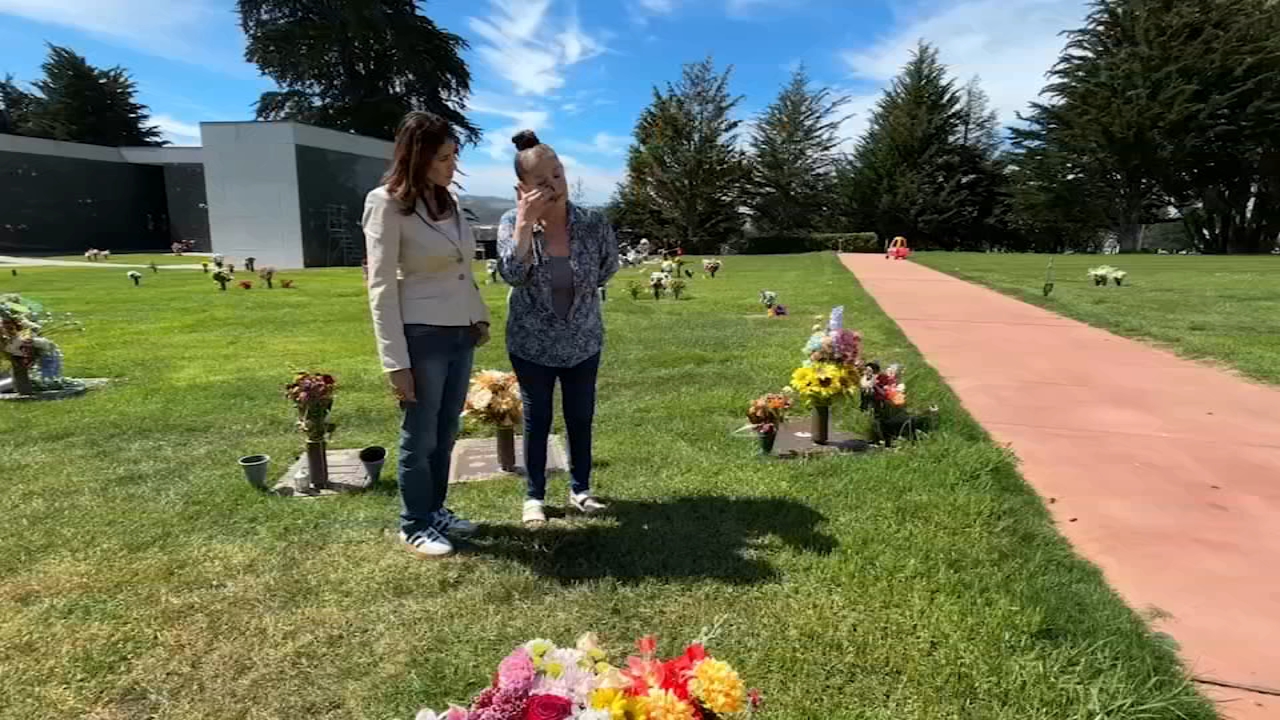 Image from linked report: Woman's purse stolen from car while visiting friend's grave at Colma cemetery