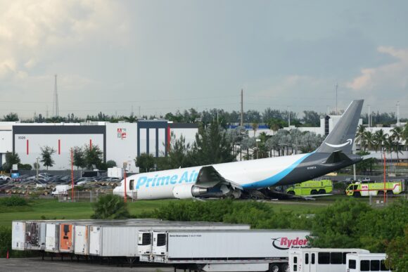 Source-feed image associated with Five Dead After Amazon Plane Overran Runway at Miami Airport