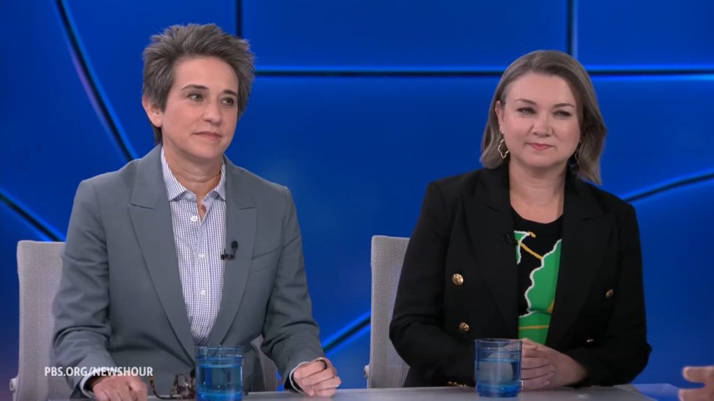Source-feed image associated with Tamara Keith and Amy Walter on Trump's midterm strategy