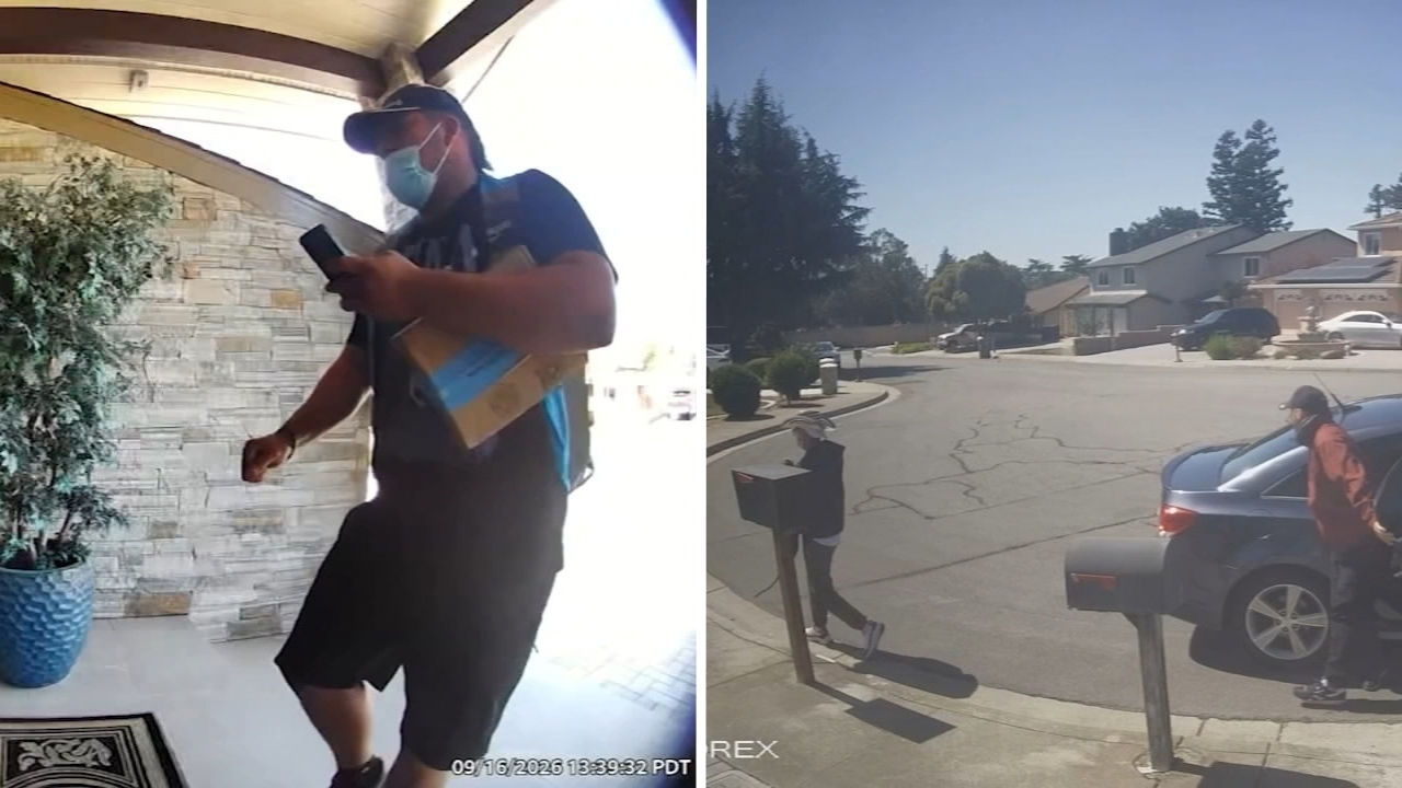Image from linked report: 'Fake delivery driver' burglary scheme caught on camera at Milpitas home